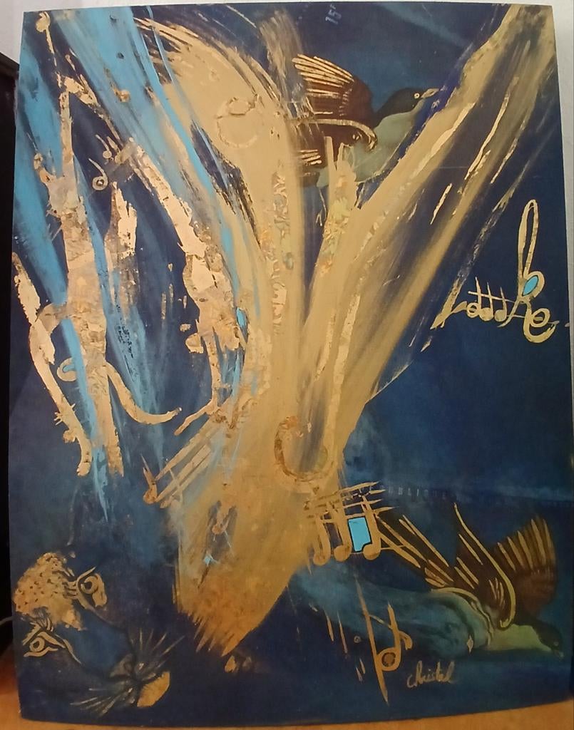 Nom de cette peinture: "Oups! fragile", Hobby en Vrije tijd, Schilderen, Doek, Ophalen
