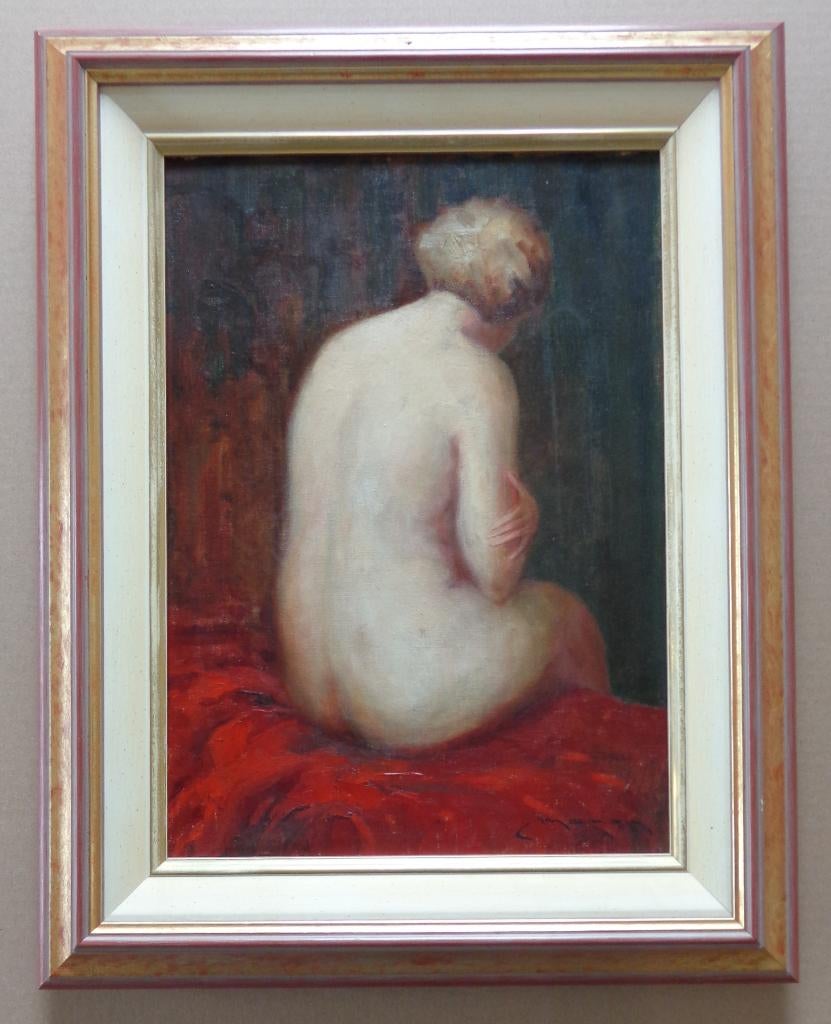CHARLES MANGIN / RUGGELINGS NAAKT / OLIEVERF DOEK / 47x37cm, Ophalen of Verzenden
