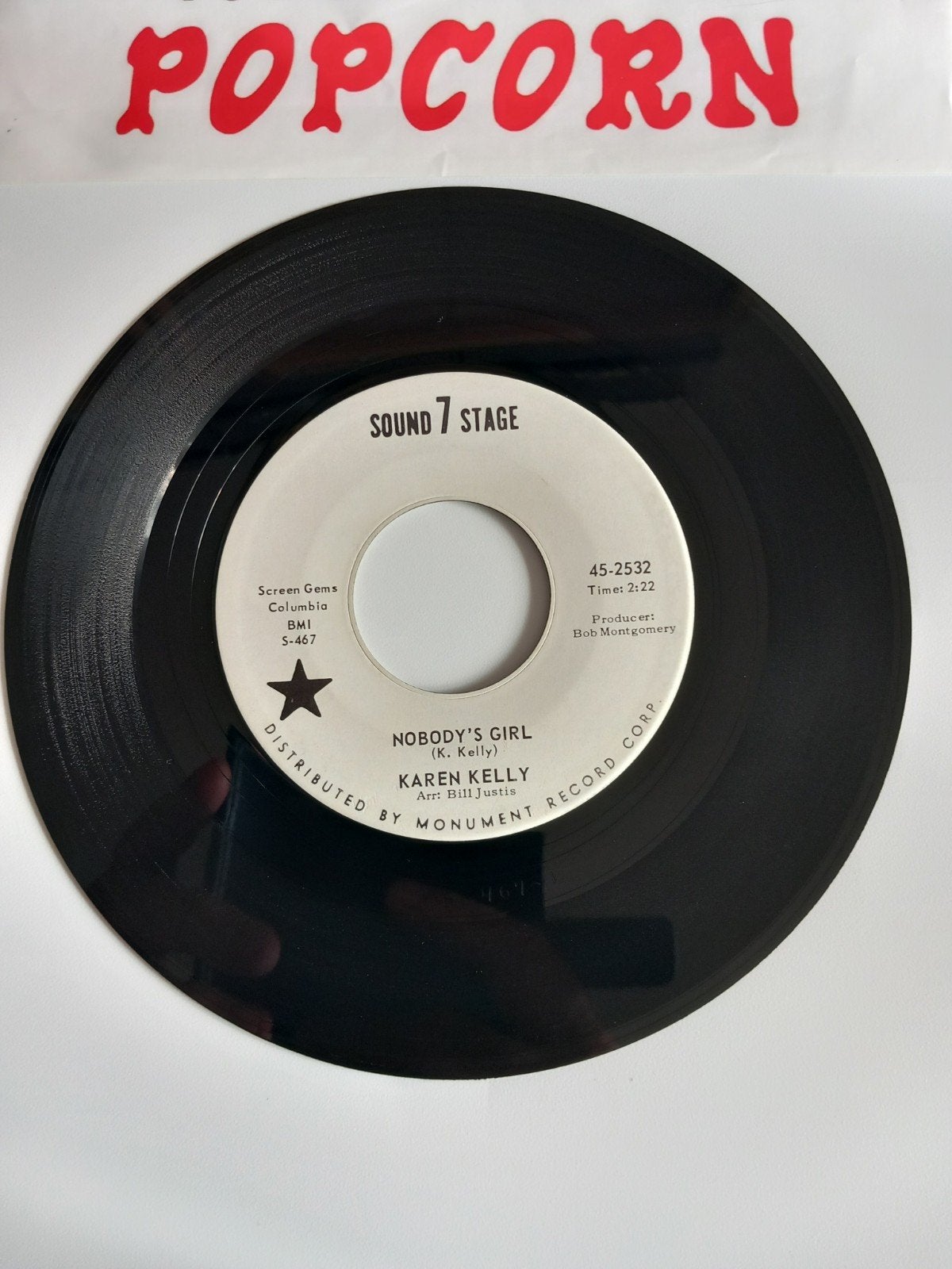 KAREN KELLY. 2 GOEDE ZIJDE. POPCORN USA 45T, Ophalen of Verzenden
