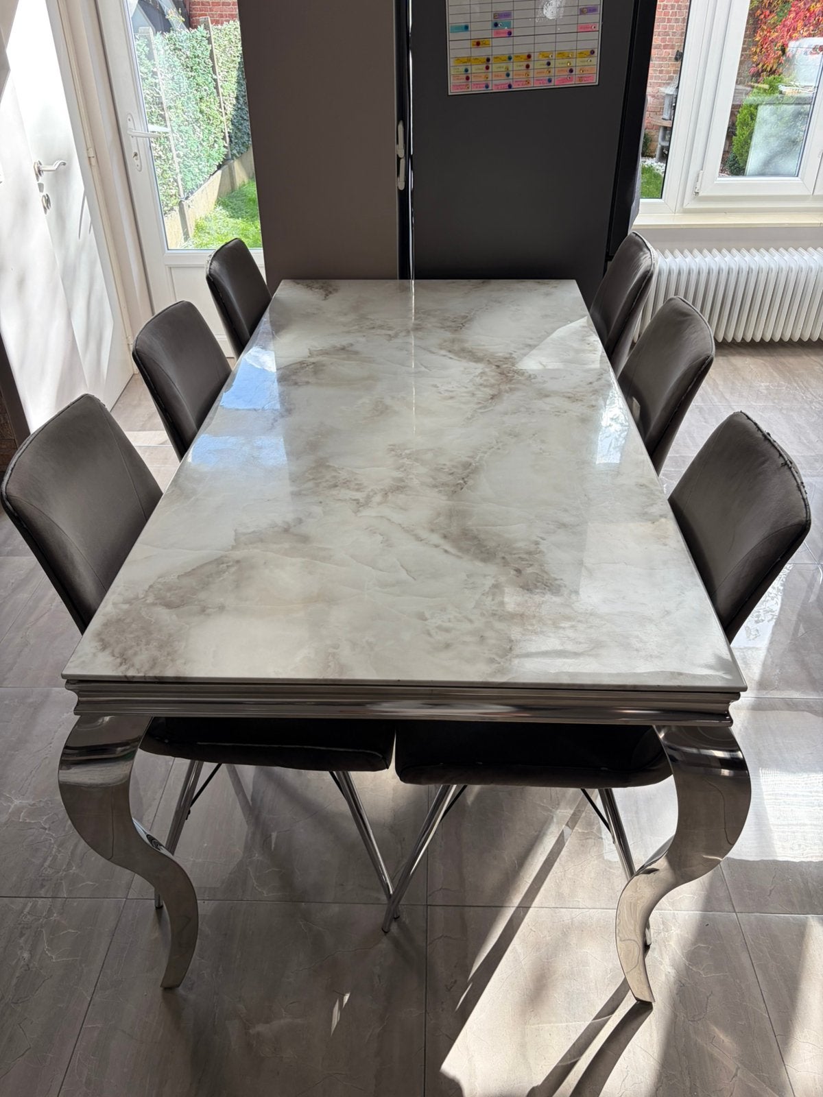 Table a manger imitation marbre, Maison & Meubles, Enlèvement, Utilisé
