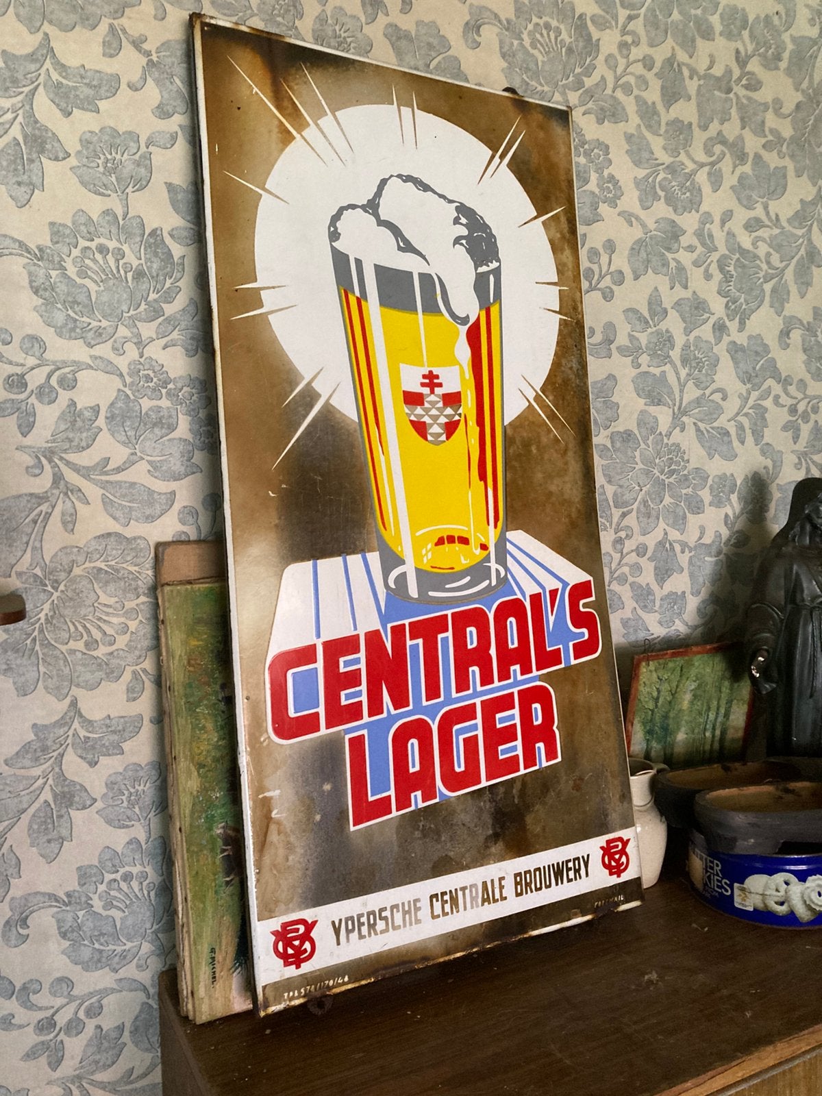Emaille vintage reclame bord., Verzamelen, Ophalen, Gebruikt, Reclamebord