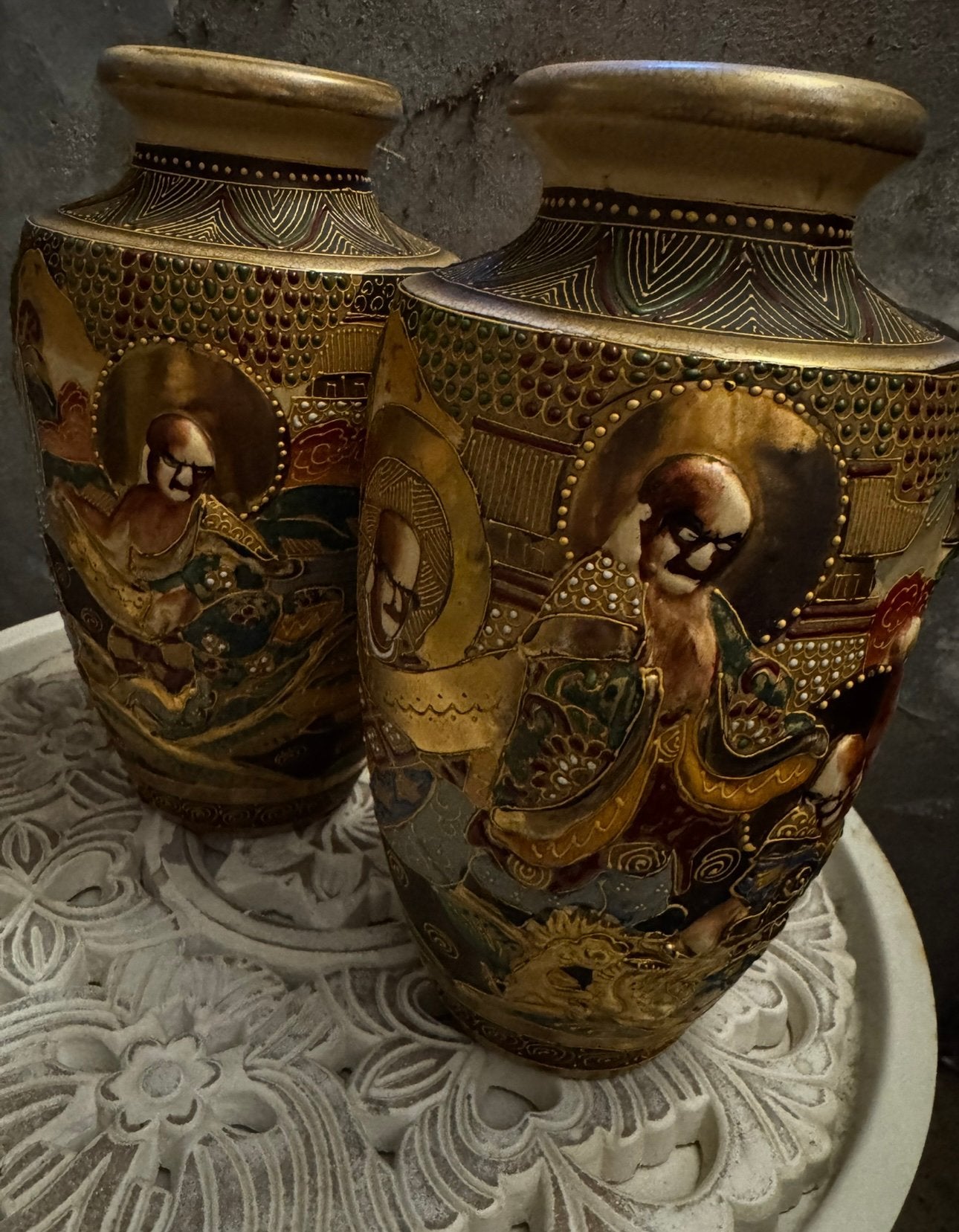 Antieke japanse Satsuma Vazen ( koppel), Antiek en Kunst, Ophalen