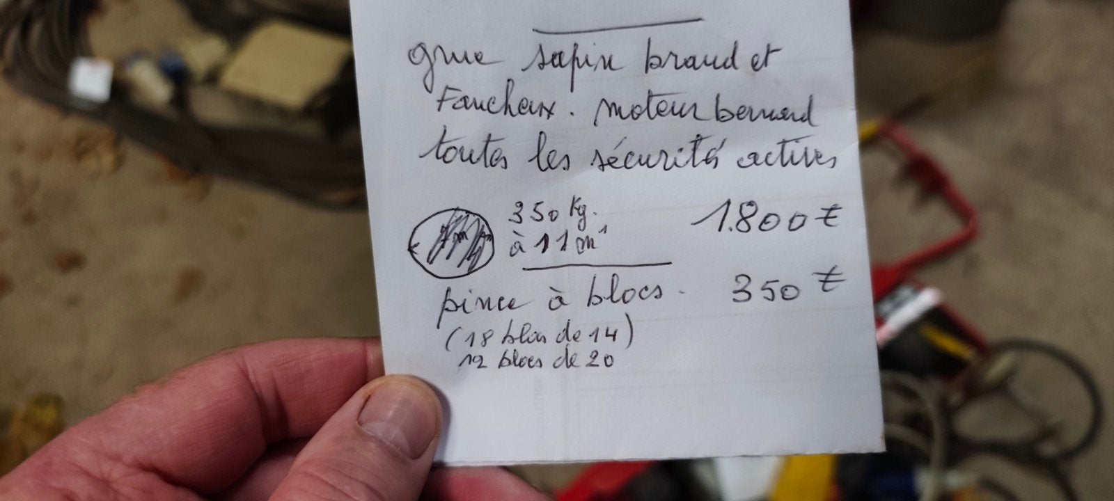 grue sapin Braud et Faucheu, Enlèvement, Engin de levage