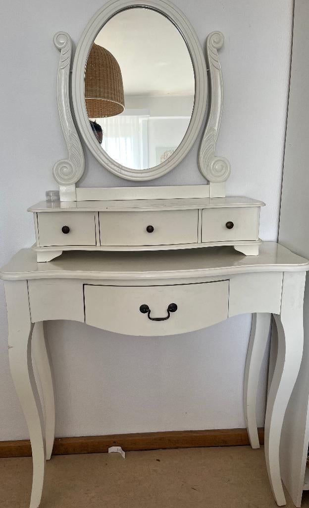 kaptafel / toilettafel (make-up tafel) met spiegel, Moins de 100 cm, Enlèvement, Utilisé, Bois
