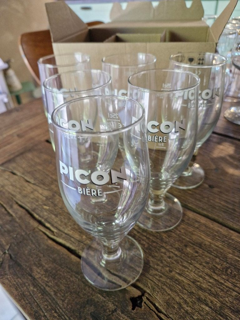 6 PICON BIERE glazen - nog nieuw in doos, Verzamelen, Glas en Drinkglazen, Ophalen of Verzenden, Nieuw, Overige typen