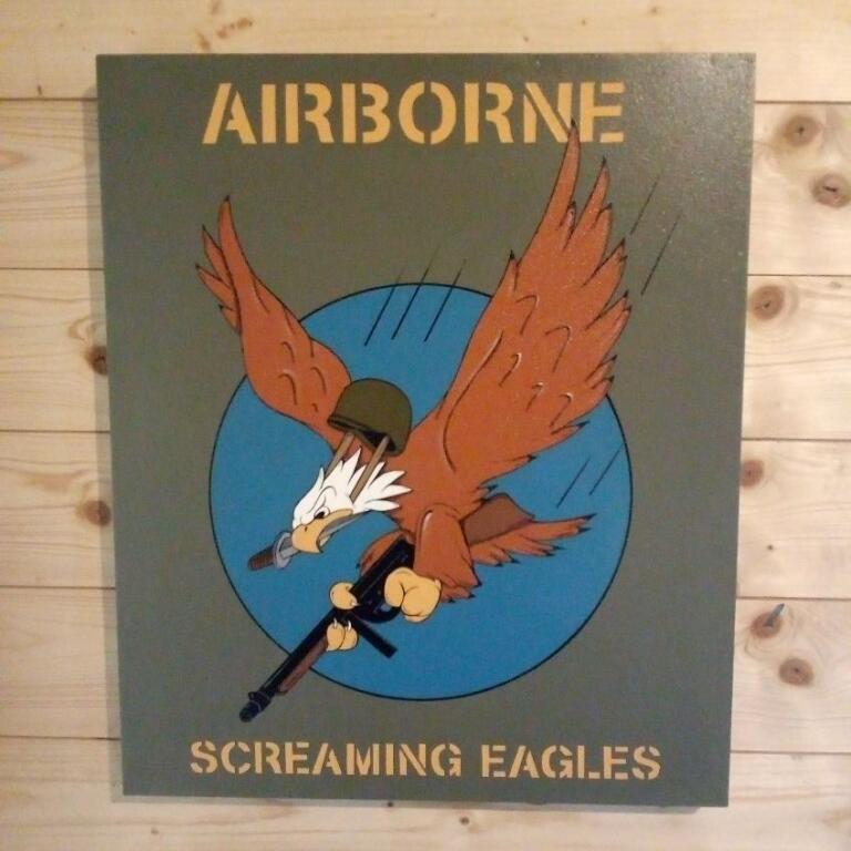 Panneau US WW2 : SCREAMING EAGLES - AIRBORNE, Collections, Enlèvement ou Envoi