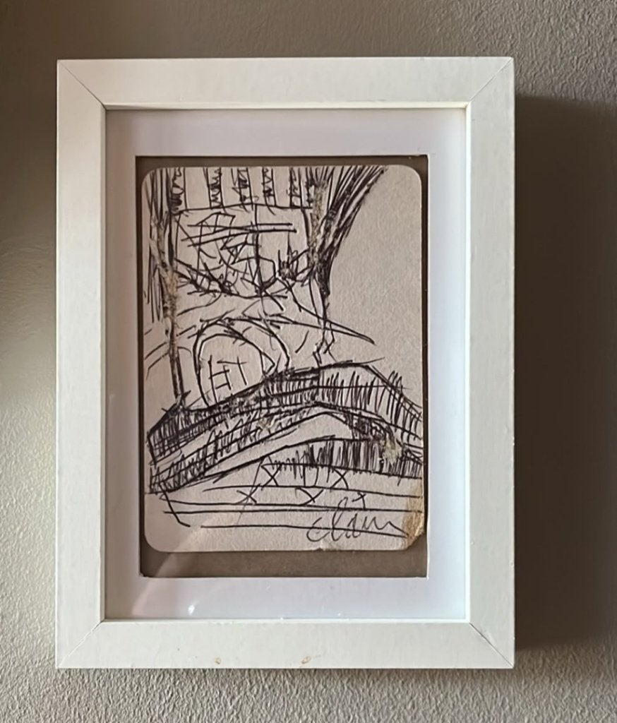 Hugo Claus - tekening op bierkaart 2006, Antiek en Kunst, Ophalen of Verzenden, Achter glas
