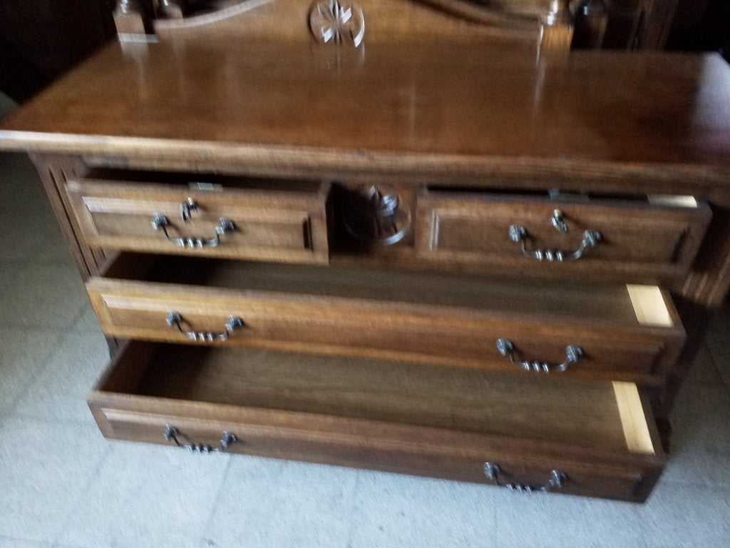 Armoire de chambre à coucher à 4 portes en chêne français, Maison & Meubles, Enlèvement, Utilisé, Deux personnes, Klassiek