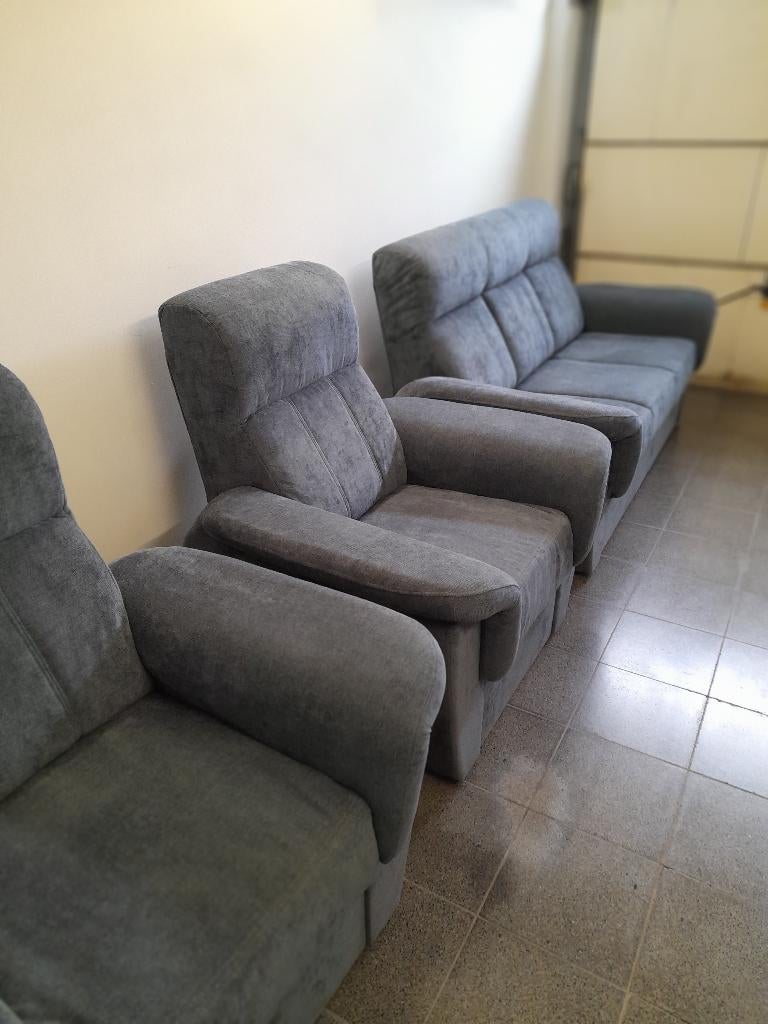Salon blauw 3zit +1zit +1zit, Ophalen, Zo goed als nieuw, Stof, Tijdloos