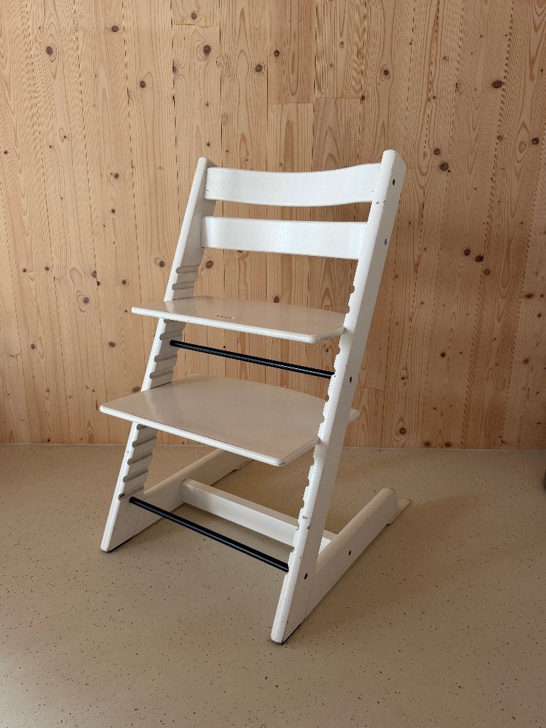 Stokke Tripp Trapp stoel – wit (+ eventueel Newborn Set), Ophalen, Gebruikt, Meegroeistoel, Aanschuifbaar