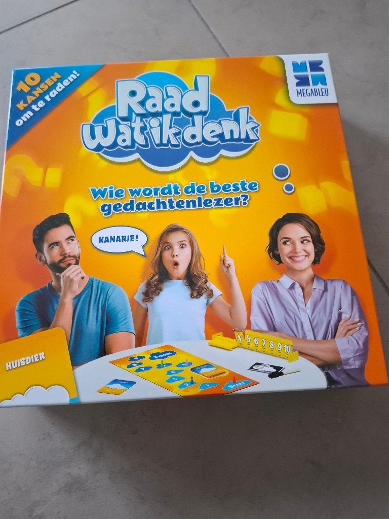 "raad wat ik denk " spel, Hobby en Vrije tijd, Drie of vier spelers, Ophalen of Verzenden, Zo goed als nieuw, Megableu