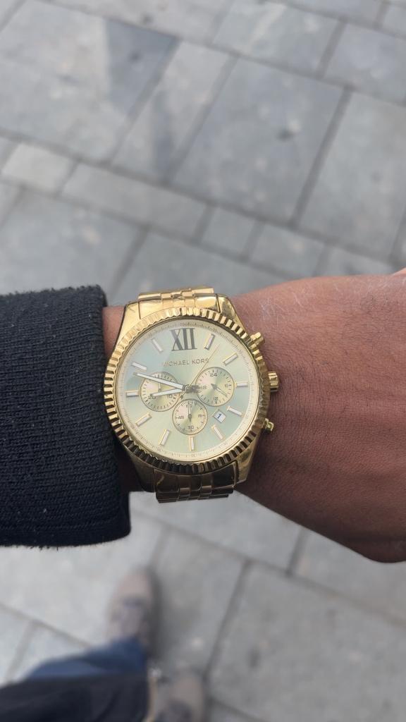 Michael Kors Gouden herenhorloge MK8281, Overige merken, Polshorloge, Ophalen of Verzenden, Zo goed als nieuw