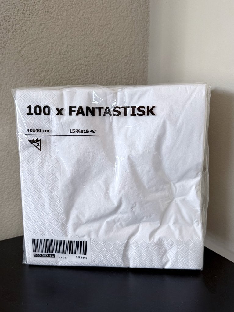 Serviettes blanches IKEA Fantastisk | 100 pièces, Envoi, Neuf, Blanc, Autres types