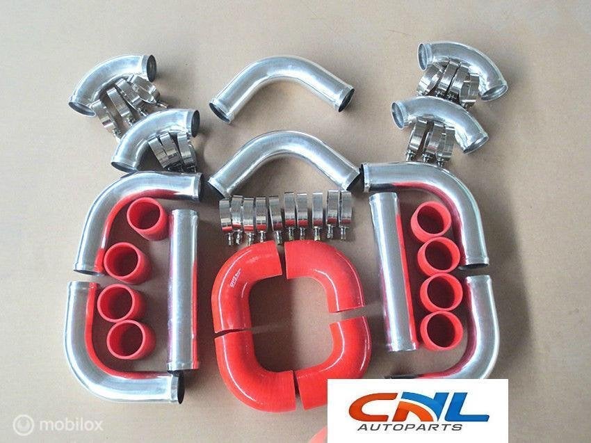 Intercoolerbuis 2.5" 64mm Turbo Piping Red hose T-Clamp kit, Neuf, Enlèvement ou Envoi