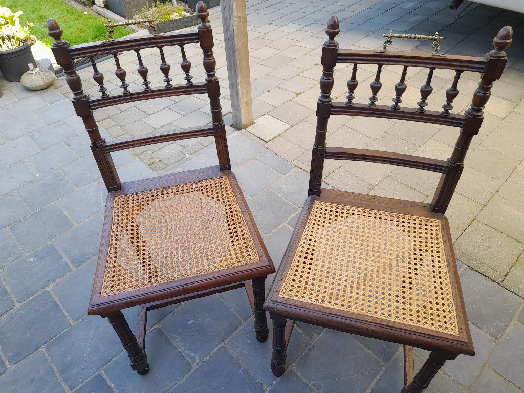 stoelen 4st, Huis en Inrichting, Stoelen, Gebruikt, Bruin, Hout, Antiek