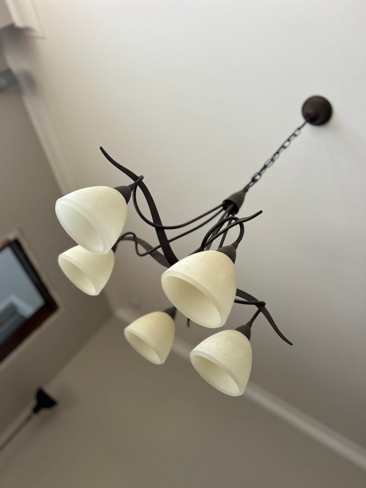 Aangeboden een kroonluchter / lanp voor boven de eettafel, Huis en Inrichting, Ophalen, Zo goed als nieuw, Glas