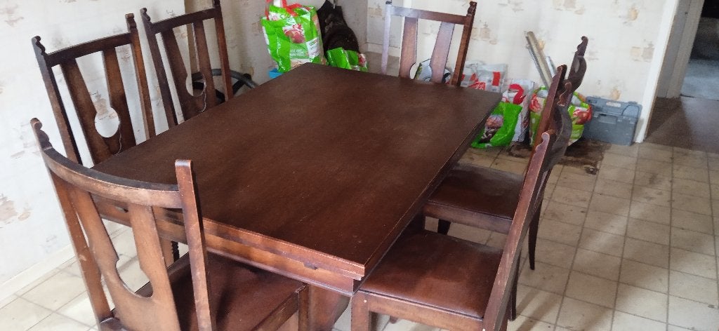 Table à rallonge + 6 chaises, Ophalen, Gebruikt, 4 tot 6 stoelen