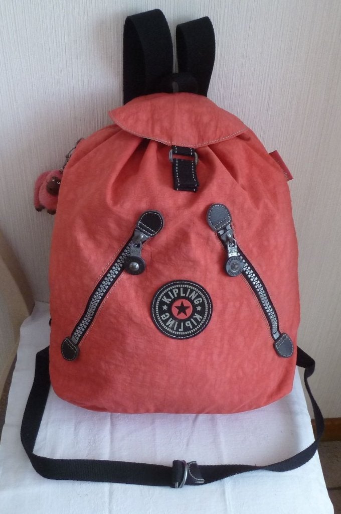 Kipling grand sac à dos mou corail + singe, Kipling, Enlèvement ou Envoi, Étanche, 30 à 45 cm