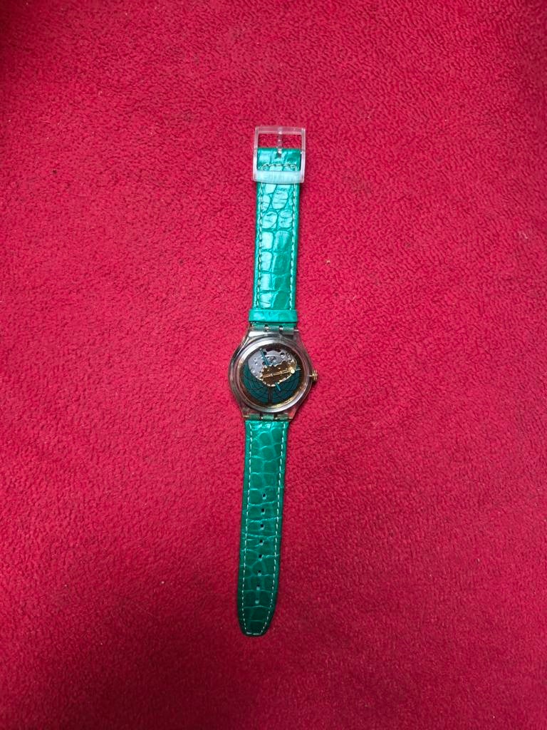 Swatch neuve bracelet cuir vert turquoise, Enlèvement, Vert