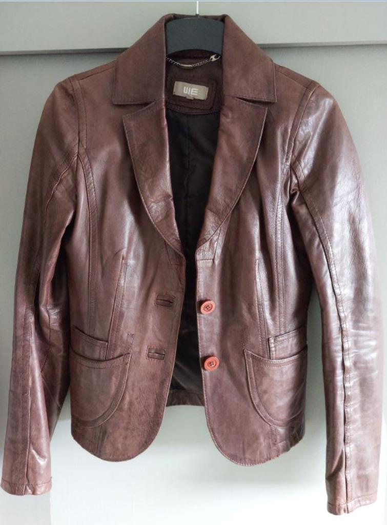 Lederen blazer, Kleding | Dames, Bruin, WE, Ophalen of Verzenden, Zo goed als nieuw