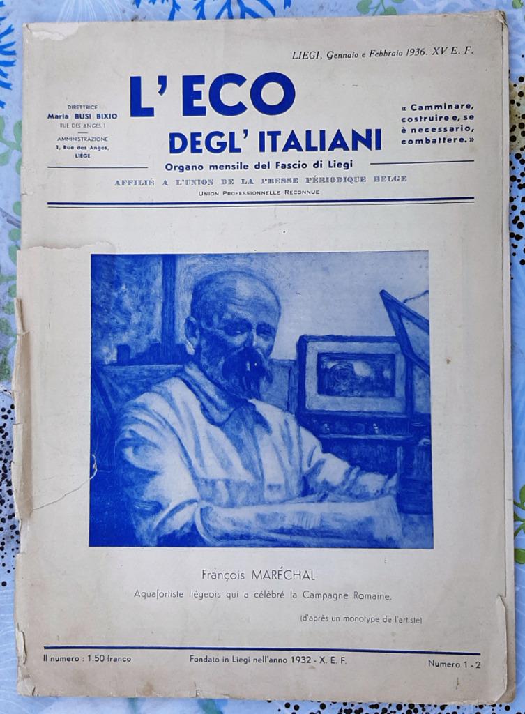 L'Eco degl'Italiani, promotion du fascisme à Liège en 1936., Envoi, 20e siècle ou après, Utilisé