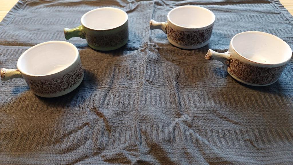 Set van vier kleine vintage fonduepannetjes, Antiek en Kunst, Curiosa en Brocante, Ophalen of Verzenden