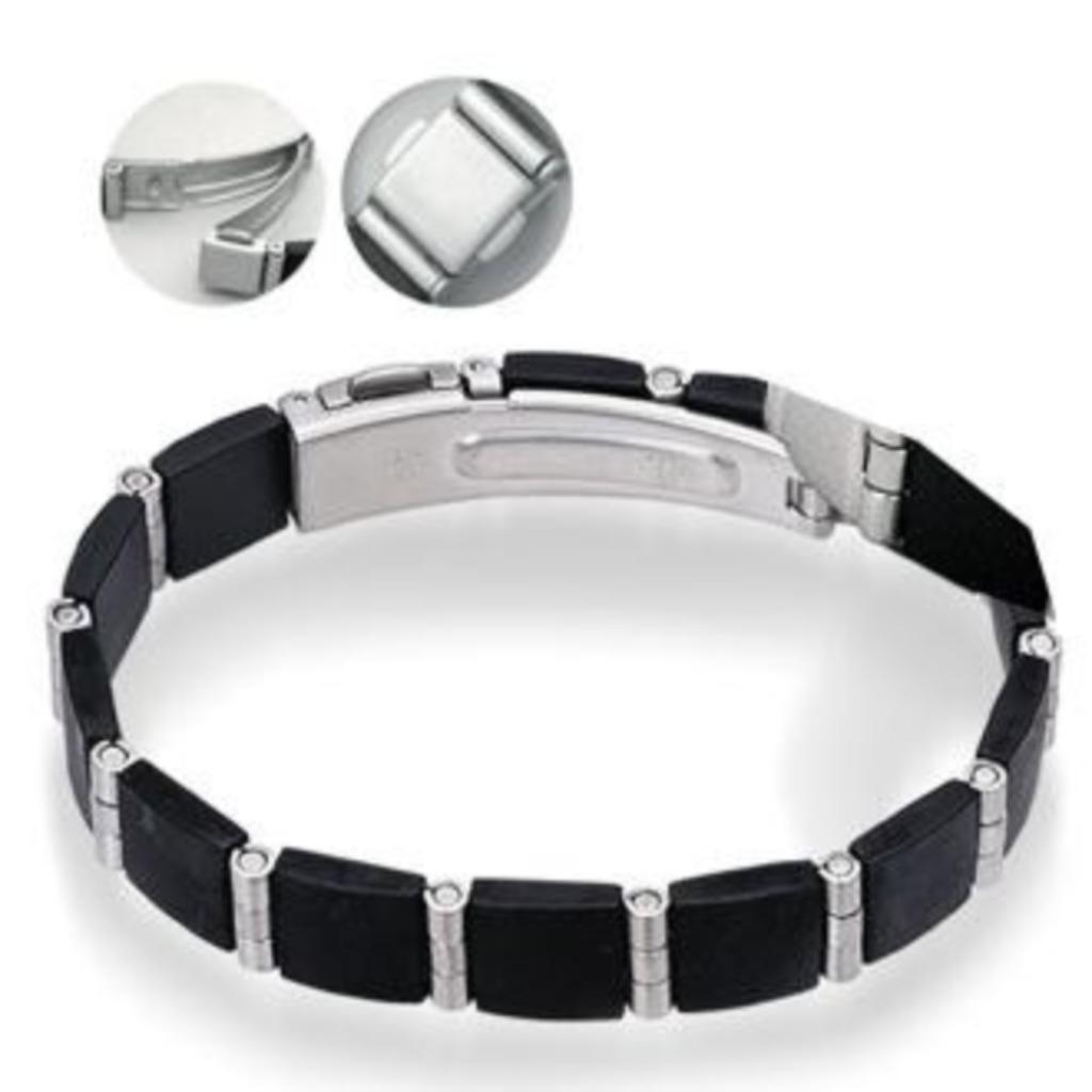 Roestvrij stalen herenarmband met rubber - OP=OP!, Ophalen of Verzenden, Nieuw