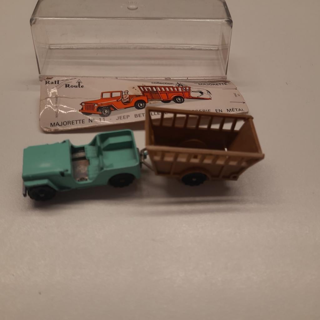 MAJORETTE RAIL-ROUTE nr 11: JEEP HOTCHKISS 7+BETAILLIERE, Ophalen, Zo goed als nieuw, Hijskraan, Tractor of Landbouw, Majorette