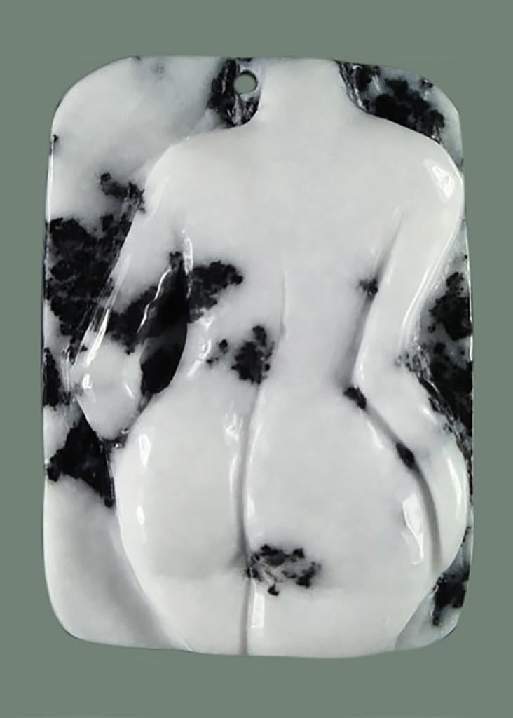 Art Nouveau handgesneden Zebra Agate (halfedelsteen) - Naakt, Envoi