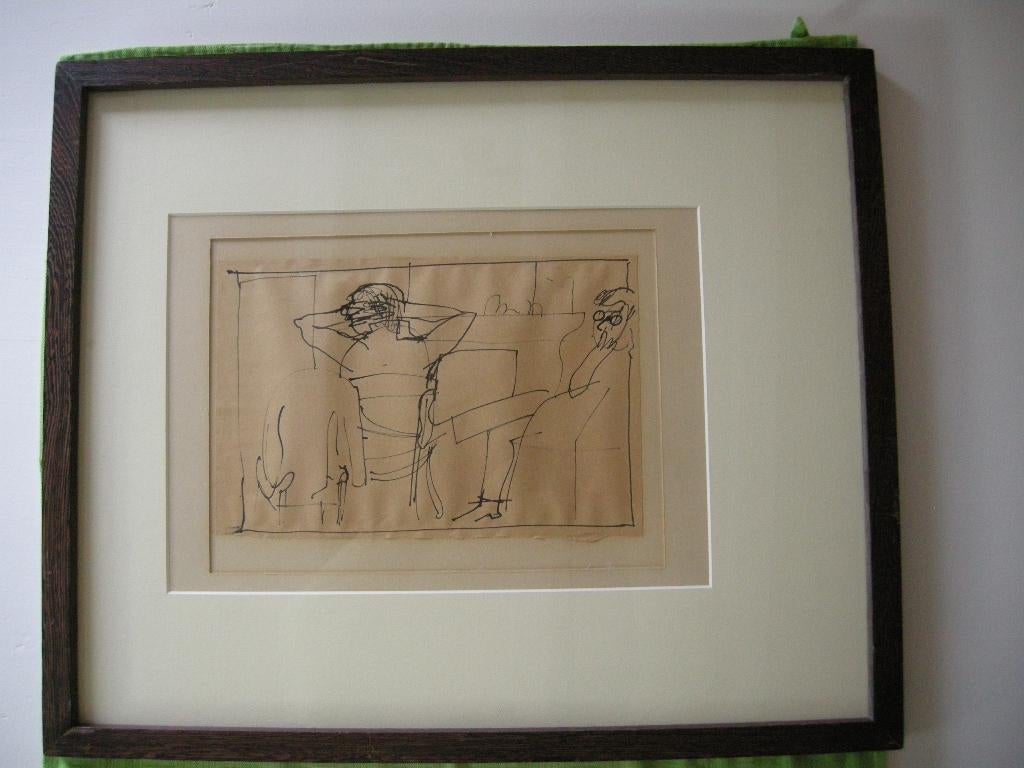 Pentekening op papier  Geen handtekening gezien . Ingekaderd, Antiek en Kunst, Kunst | Schilderijen | Klassiek, Ophalen