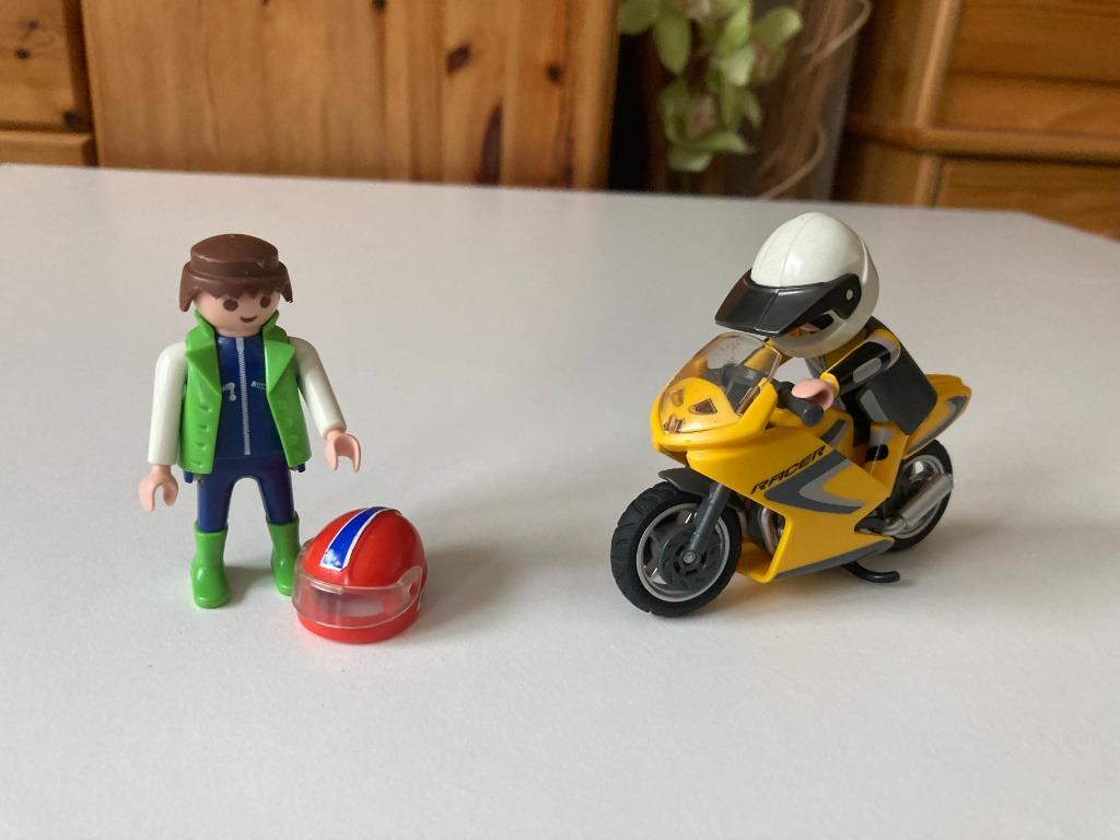 Playmobil lot de 2 personnages motards + moto, Enlèvement, Utilisé