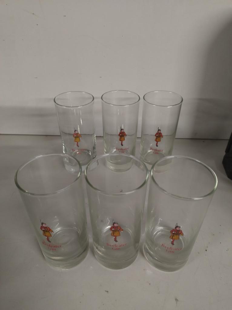 Lot van 6 vintage glazen Gin Beefeater, Ophalen of Verzenden, Gebruikt