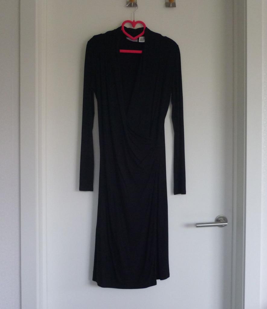 Zwarte lange soepele jurk kleed lange mouwen Laura Clement, Kleding | Dames, Jurken, Maat 36 (S), Ophalen of Verzenden