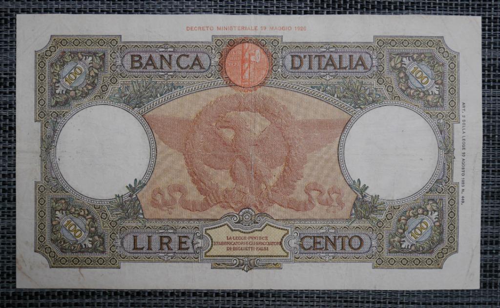 Bankbiljet 100 Lira Italië 02.11.1937 Aquila Romana, Ophalen of Verzenden, Setje
