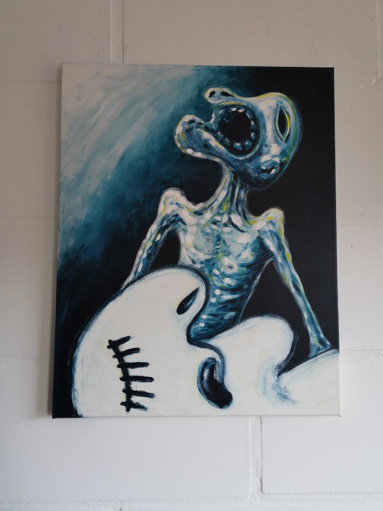 Oorlog! - Acryl op doek 40x50cm, Antiek en Kunst, Ophalen