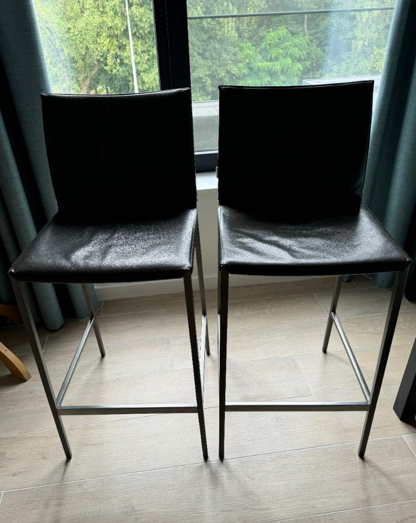 ZANOTTA LIO BARSTOELEN leder en aluminium, Gris, Deux, Enlèvement, Utilisé