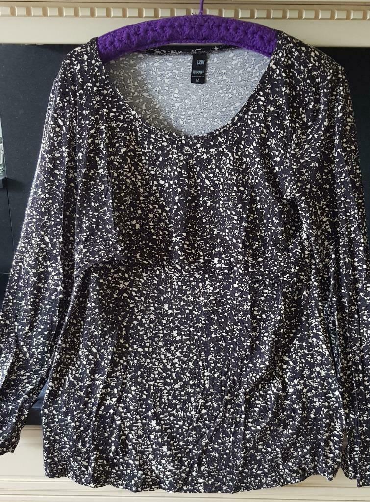 Love2Wait zwart/beige zwangerschaps longsleeve M, Maat 38/40 (M), Love2Wait, Ophalen of Verzenden, Zo goed als nieuw