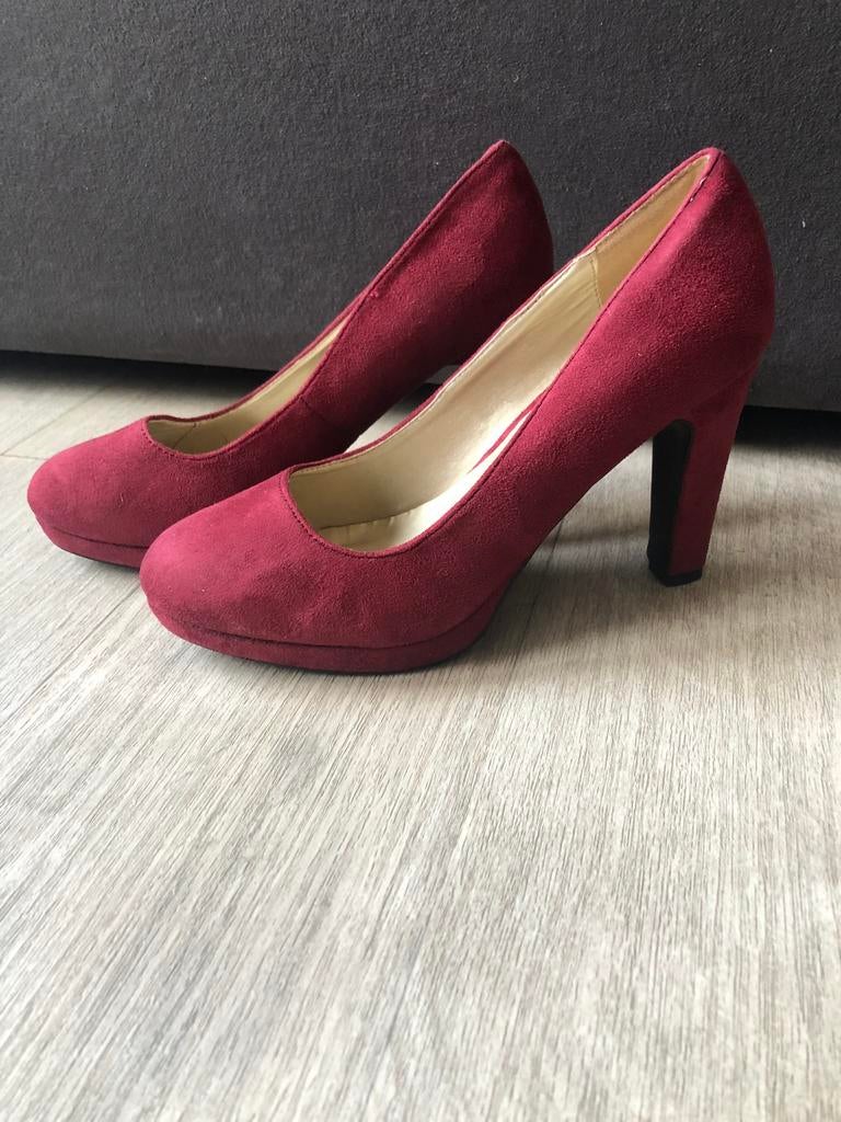 Bordeaux pumps / damesschoenen / hakken - maat 40, Ophalen of Verzenden, Zo goed als nieuw, Pumps