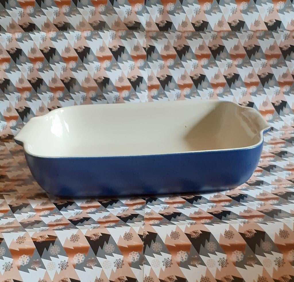 plat pour gratin neuf bleu et blanc creme 25x17,5 cm, Maison & Meubles, Enlèvement ou Envoi, Neuf, Poterie, Récipient(s)