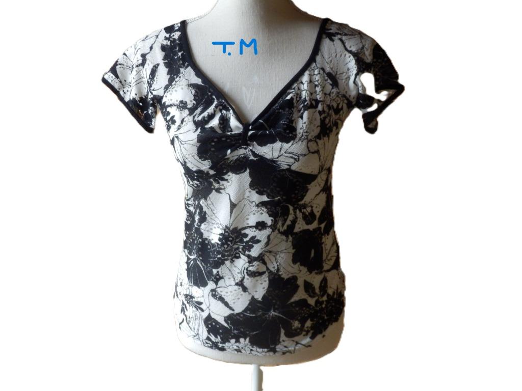 (154)- blouse femme t.38 noir blanc - jacqueline riu -, Kleding | Dames, Maat 38/40 (M), Zwart, Ophalen of Verzenden, Zo goed als nieuw