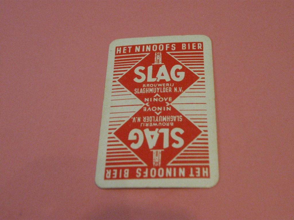 Oude speelkaart Brouwerij Slaghmuylder , Ninove (102), Verzamelen, Speelkaarten, Jokers en Kwartetten, Zo goed als nieuw, Speelkaart(en)