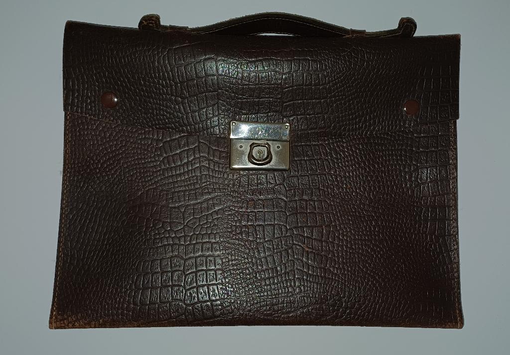 Vintage leder aktentas, Bruin, Aktetas of Boekentas, Ophalen of Verzenden, Zo goed als nieuw