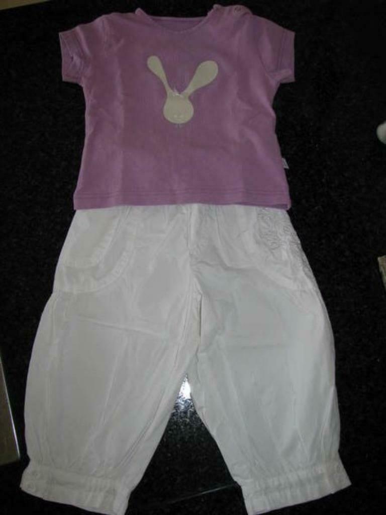 SET Witte broek   t-shirt Maat 80 ( meisje ), Ophalen of Verzenden, Gebruikt, Meisje, Setje
