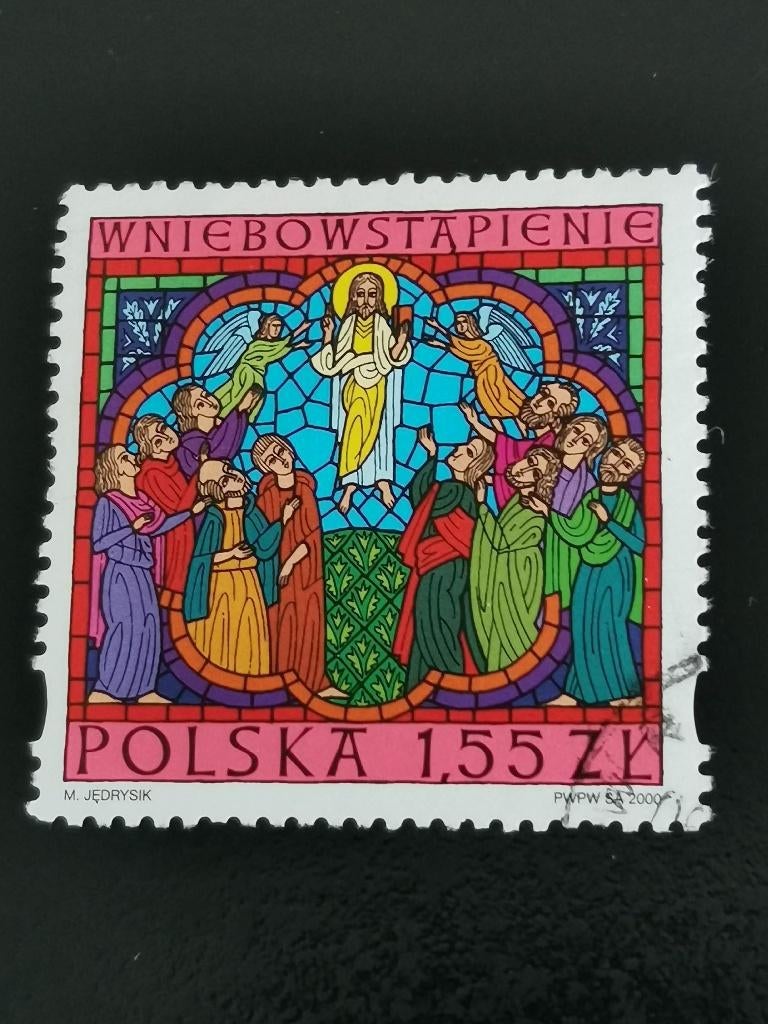 Pologne 2000 - Noël - vitraux, Ascension, Enlèvement ou Envoi, Pologne, Affranchi