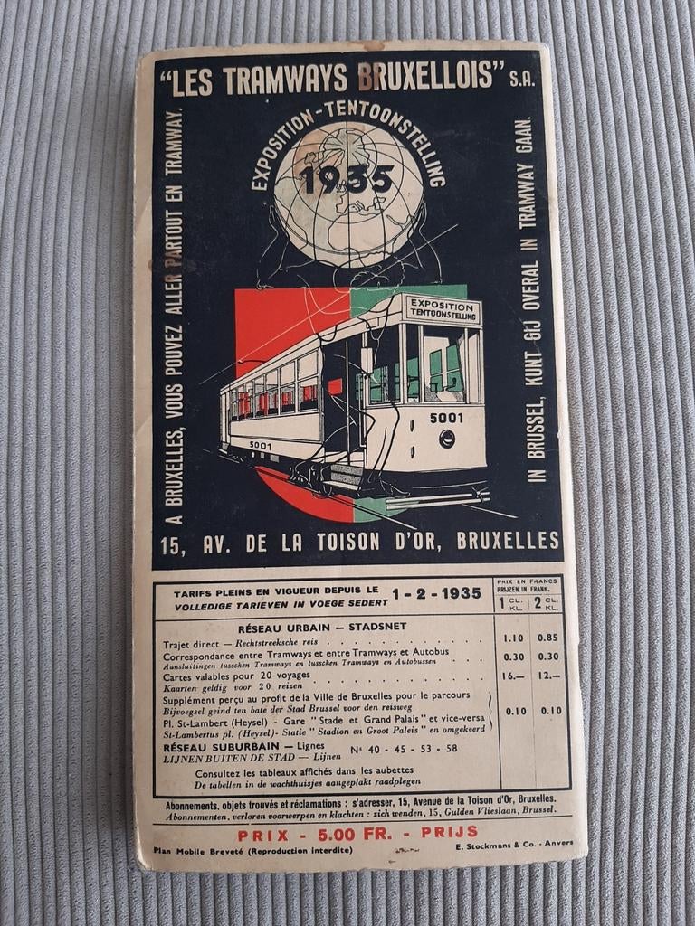 EXPO 1935 Tramways bruxellois, Enlèvement ou Envoi, Comme neuf