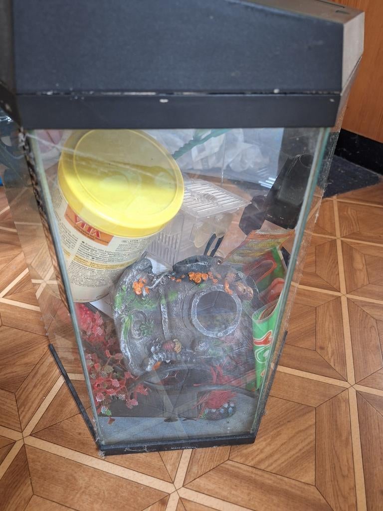 6-hoekige aquarium met alles erbij, Dieren en Toebehoren, Ophalen, Zo goed als nieuw