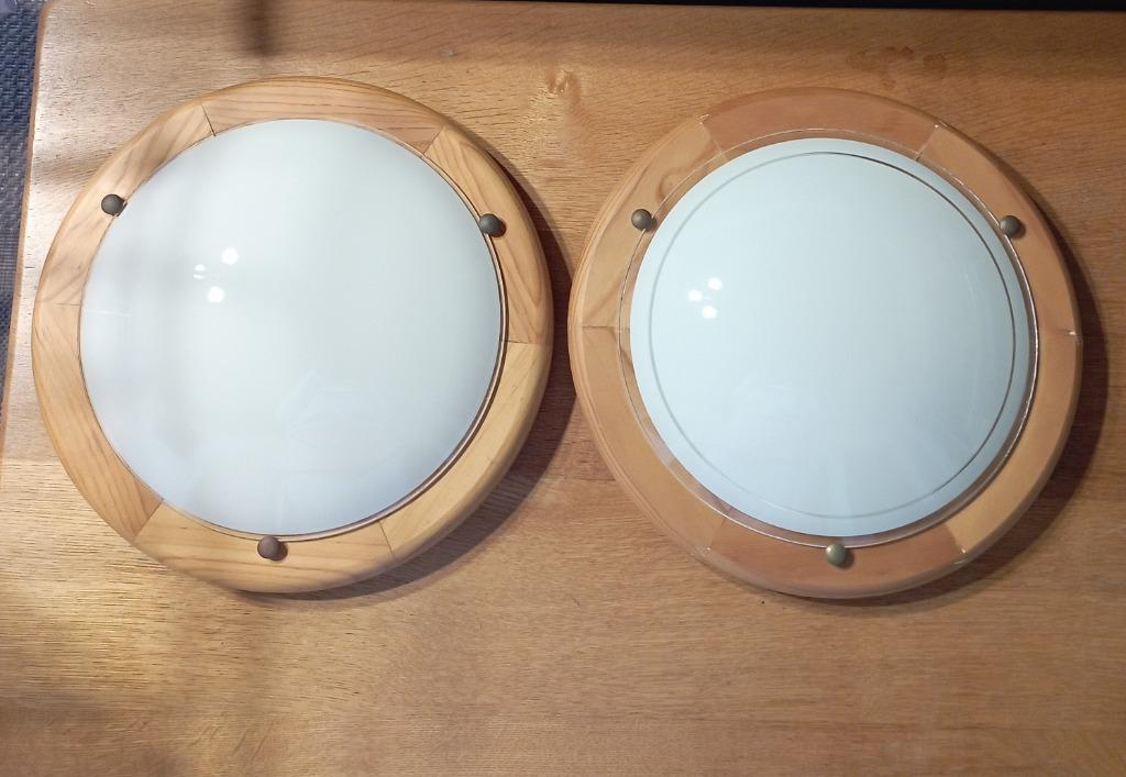 2 plafonniers et plafonniers vintage en verre avec cadre en, Enlèvement, Utilisé, Verre