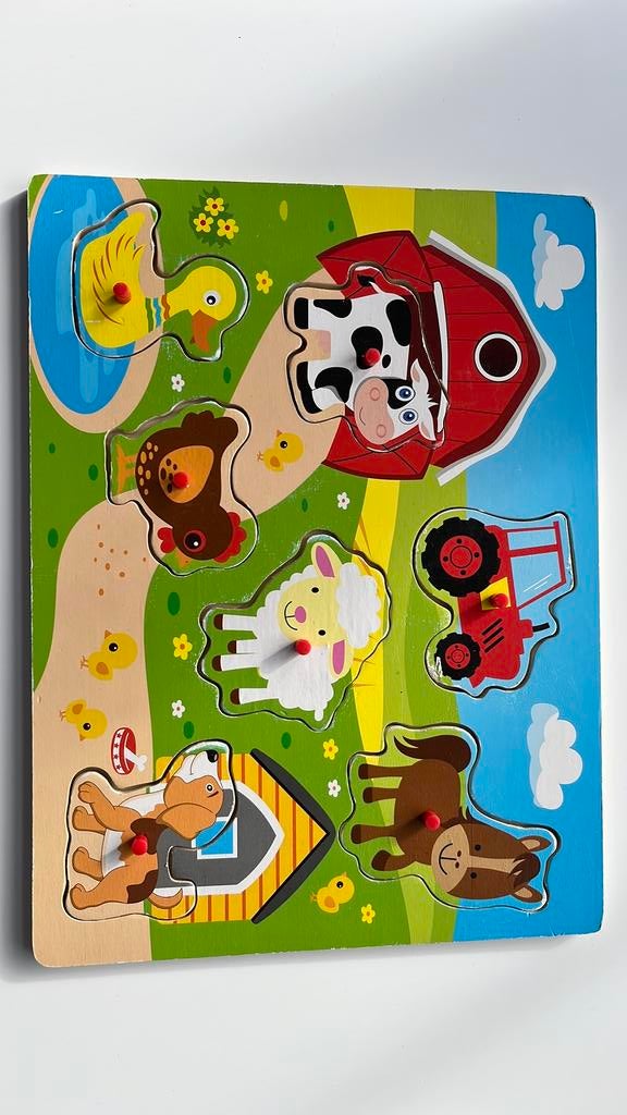 Houten inlegpuzzel boerderij, Ophalen, Zo goed als nieuw