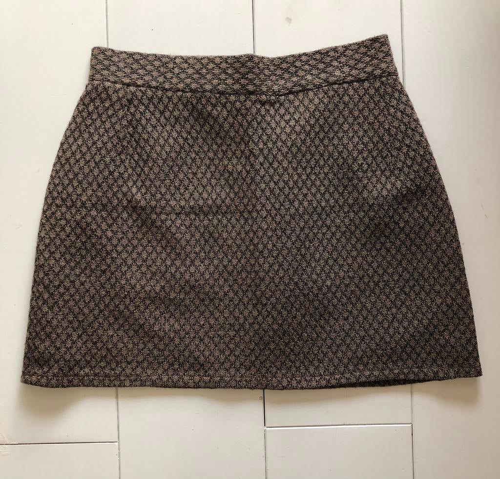 jupe courte faite main XS 34, Enlèvement ou Envoi, Au-dessus du genou, Brun, Taille 34 (XS) ou plus petite