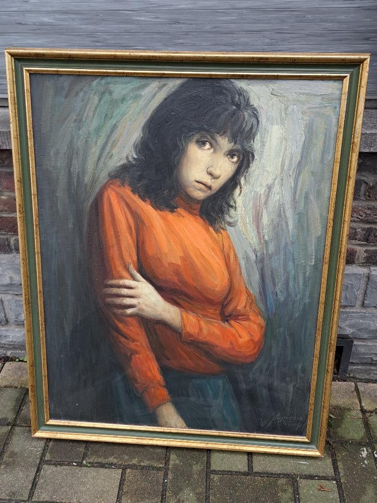 huile sur toile femme signe Octaaf MEIRESONNE, Antiek en Kunst, Ophalen